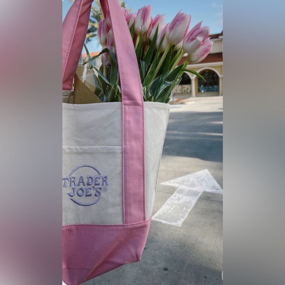 Mini Trader Joe’s Pastel Canvas Tote Bag - Pink, teal, Blue, Purple bundle - Picture 6 of 7